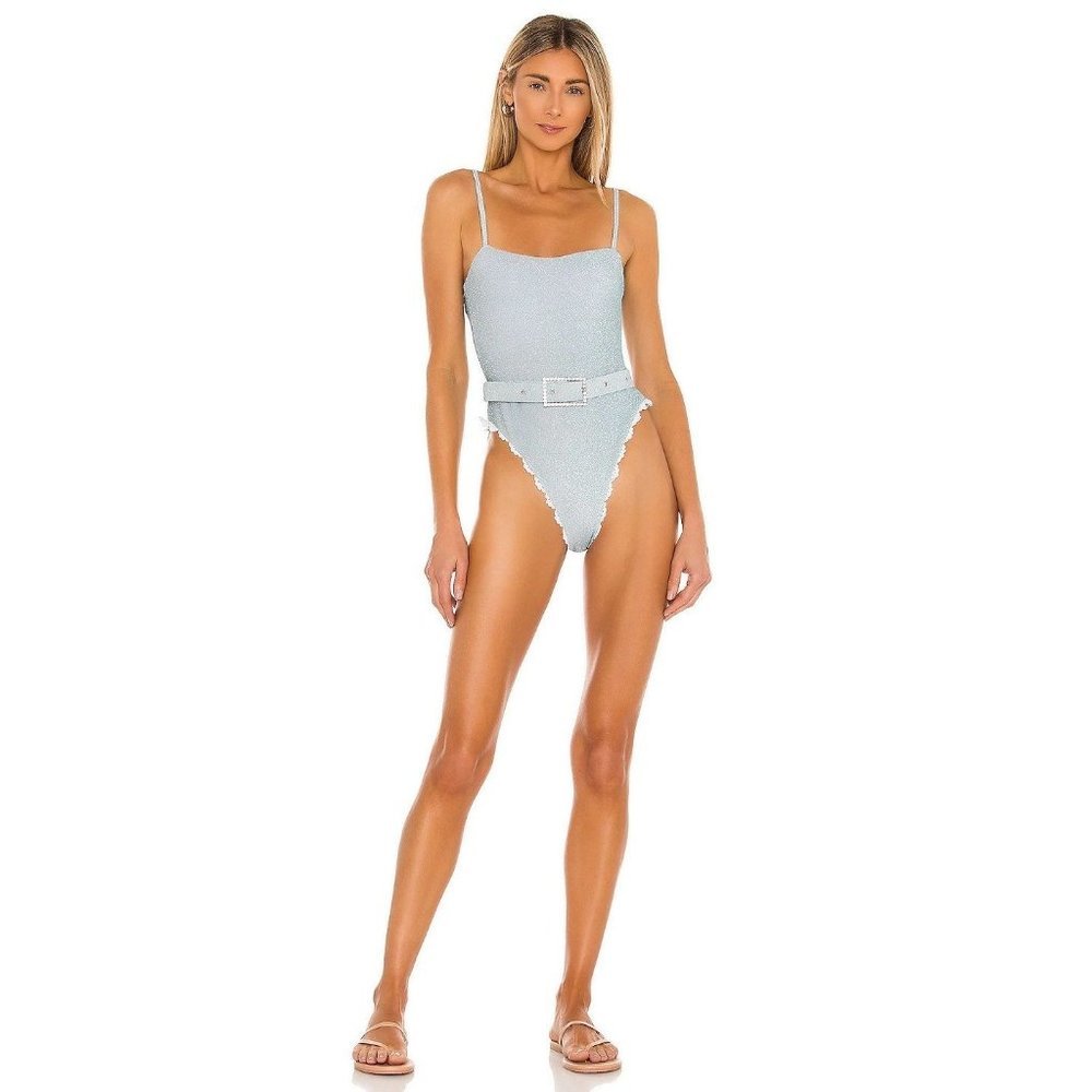 NWT Maiyo Cindy Crystal Belt One Piece in Blue Large